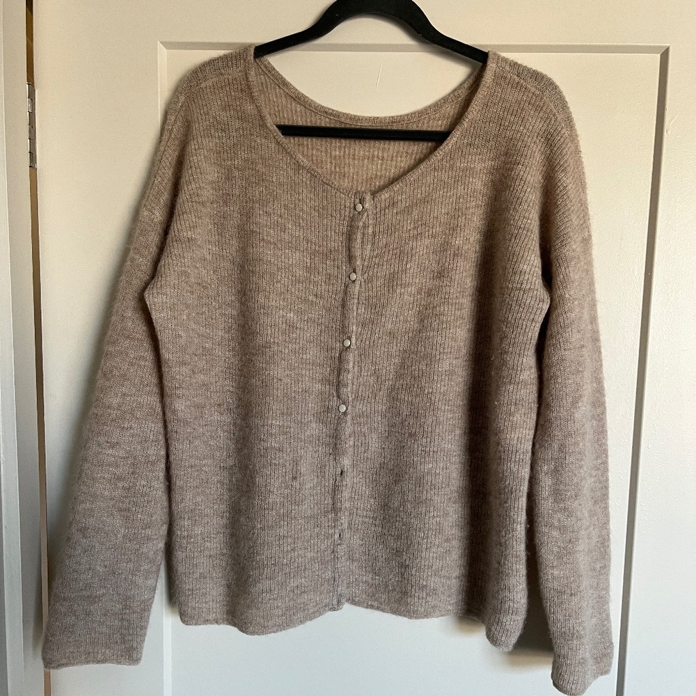Sezane Gaspard Cardigan in Light Beige